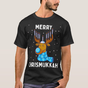 Camiseta Feliz Chrismukkah Natal Judeu Hanukkah Reinde