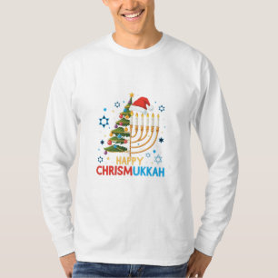 Camiseta Feliz Chrismukkah Papais noeis de Natal Hanukkah