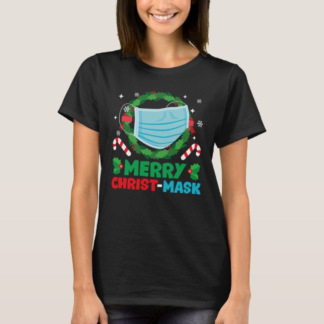 Camiseta Feliz Christmask Engraçado Pajama De Natal Para Fa (Frente)
