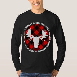 Camiseta Feliz Christmoose Buffallo Xadrez. Funny Moose Chr