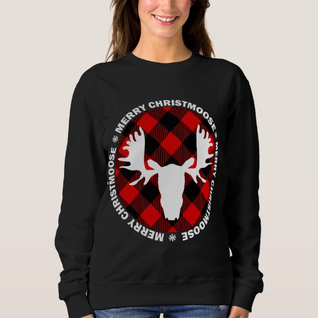 Camiseta Feliz Christmoose Buffallo Xadrez. Funny Moose Chr (Frente)