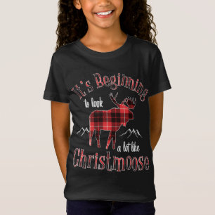 Camiseta Feliz Christmoose Buffalo Xadrez Red Moose para Ch