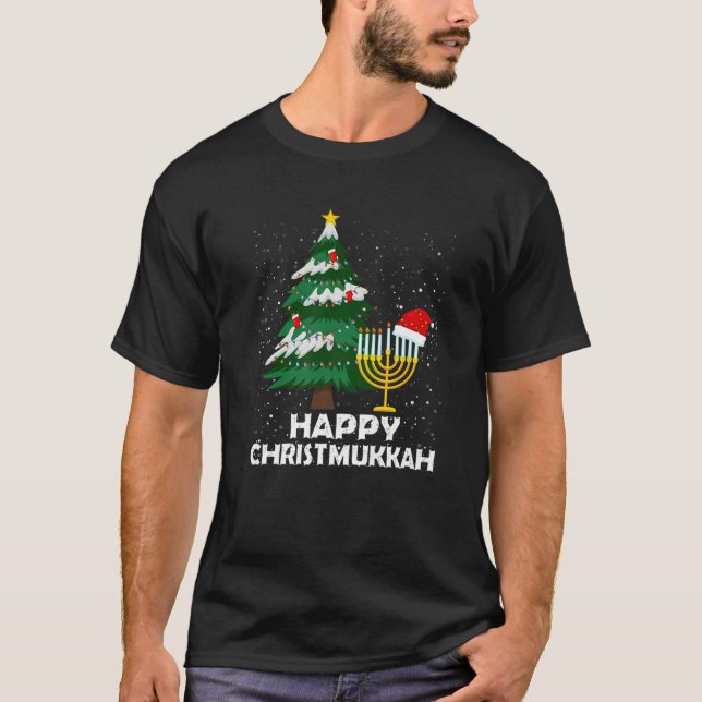 Camiseta Feliz Christmukkah Hanukkah Chanukah Feliz judaica (Frente)