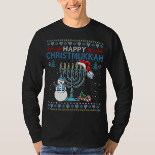 Camiseta Feliz Christmukkah judeu Hanukkah natalino feio
