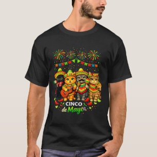 Camiseta Feliz cinco de maio gatos engraçados festa mexican
