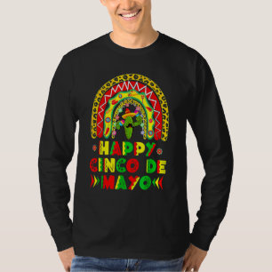 Camiseta Feliz Cinco De Mayo Rainbow Guitar Cactus Sombrero