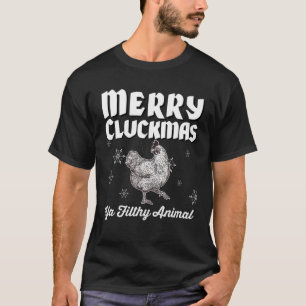 Camiseta Feliz Cluckmas Engraçado Frango Natal Retro Vinta