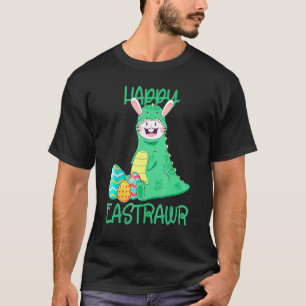 Camiseta Feliz Coelhinho Da Páscoa Com Ovo De Trex Dinossau