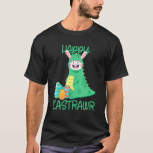 Camiseta Feliz Coelhinho Da Páscoa Com Ovo De Trex Dinossau