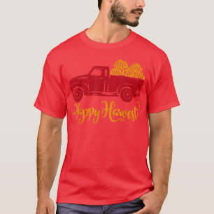 Camiseta Feliz Colheita para a Colheita Farmeira Ação de Gr