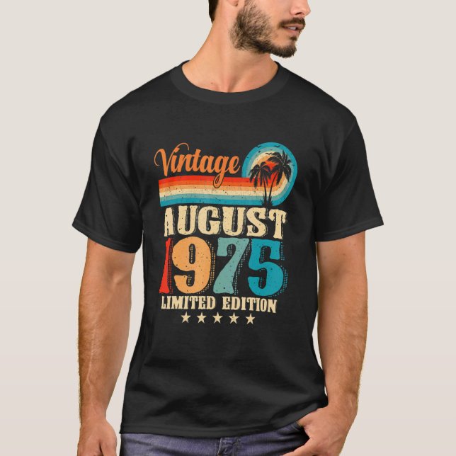 Camiseta Feliz com a Família Agosto de 1975 47º Aniversário (Frente)