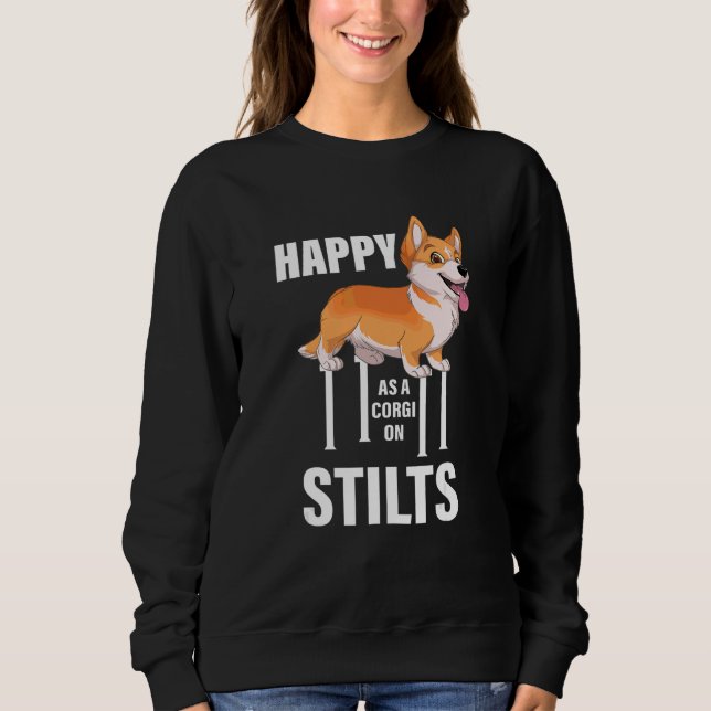 Camiseta Feliz Como Um Corgi Em Stilts Roupa (Frente)