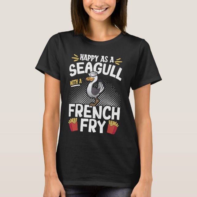 Camiseta Feliz Como Uma Gaivota Com Um Franco Francês (Frente)