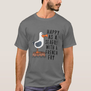 Camiseta Feliz Como Uma Gaivota Com Um Franco Roupa