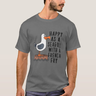 Camiseta Feliz Como Uma Gaivota Com Um Franco Roupa