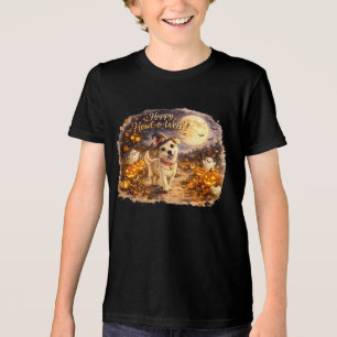 Camiseta Feliz Comoção de Dia das Bruxas Design de Cachorro