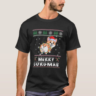 Camiseta Feliz Corgmas Corgi Ugly Christmas Tree Light Sant