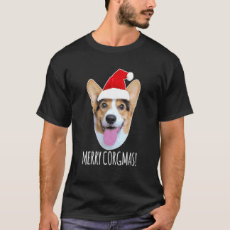 Camiseta Feliz Corgmas Feliz Natal Cachorro Papai Noel