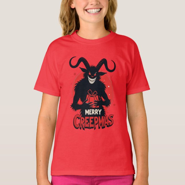 Camiseta Feliz Creepmas Krampus Feriado (Frente)