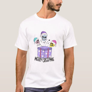 Camiseta Feliz Creepmas Merry Xmas Spooky Papais noeis Skul