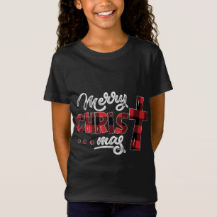 Camiseta Feliz Cristo de Natal Buffalo Xadrez Cross Xmas Gi