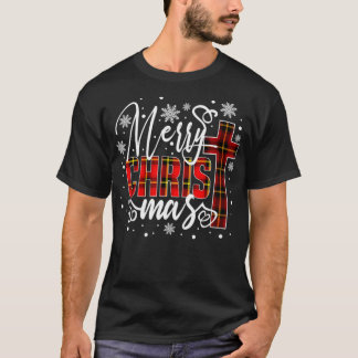 Camiseta Feliz Cristo de Natal Cross Buffalo Xadrez Vermelh