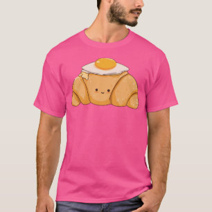 Camiseta Feliz Croissant Com Arte De Comida De Café Da Manh