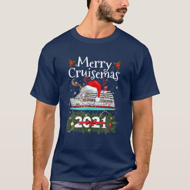 Camiseta Feliz Cruisemas 2021 Papais noeis de Natal Engraça (Frente)
