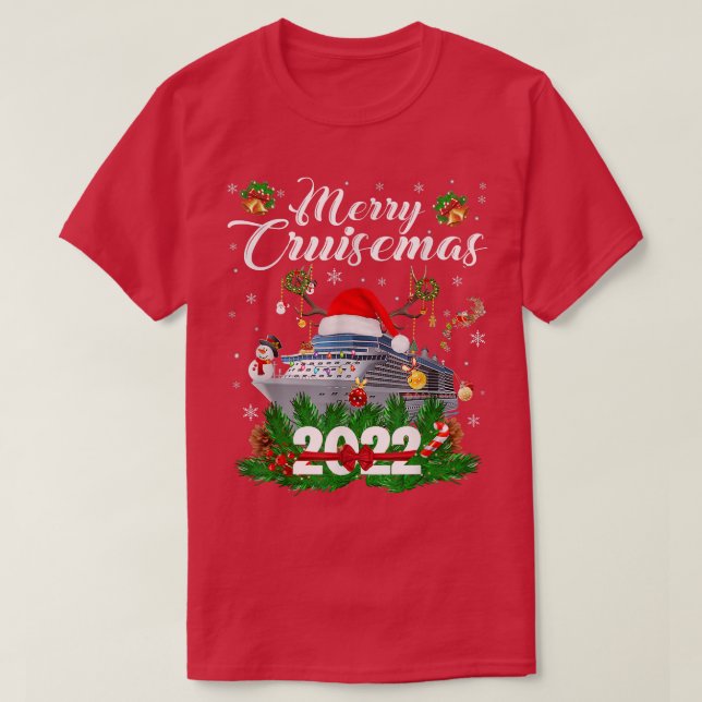 Camiseta Feliz Cruisemas 2022 Família Cruise Natal Engraçad (Frente do Design)