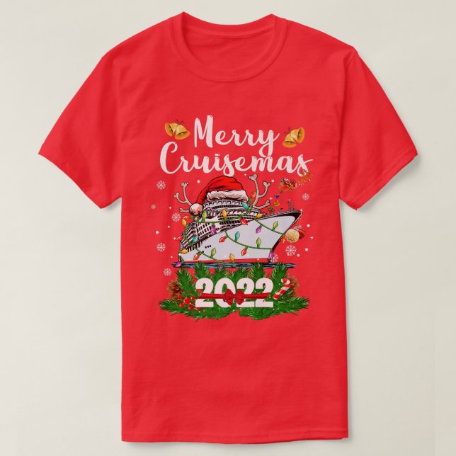 Camiseta Feliz Cruisemas 2022 Família Cruise Natal Engraçad (Frente do Design)