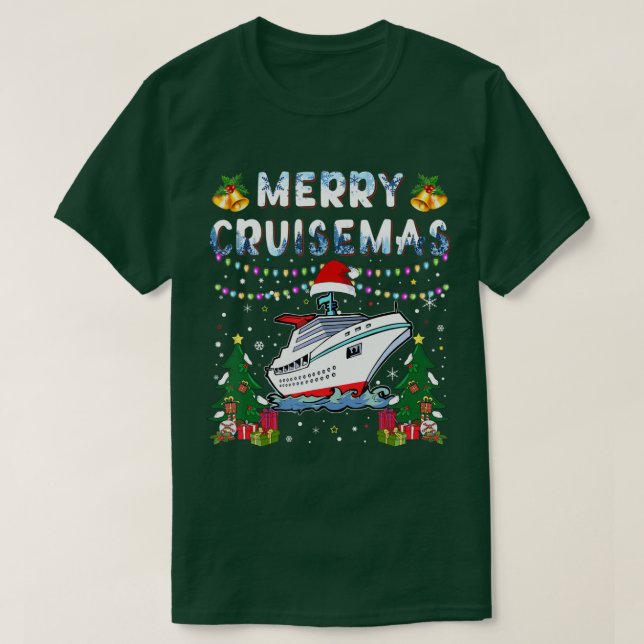 Camiseta Feliz Cruisemas Família Cruise Natal 2021 Engraçad (Frente do Design)