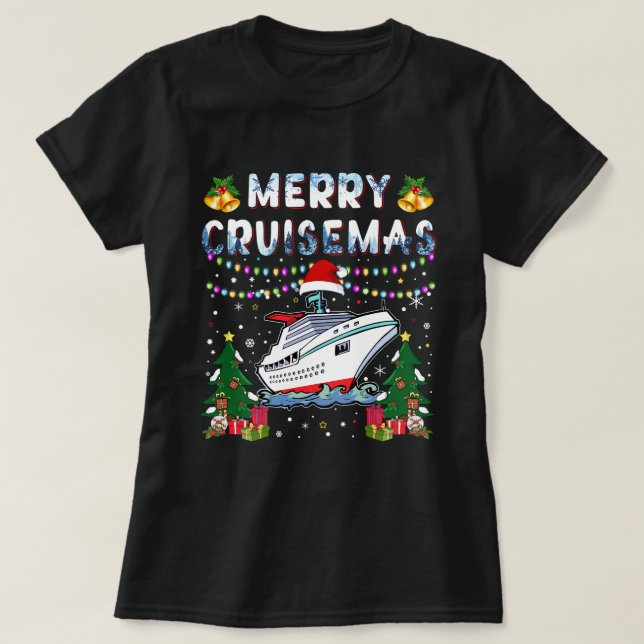 Camiseta Feliz Cruisemas Família Cruise Natal 2021 Engraçad (Frente do Design)