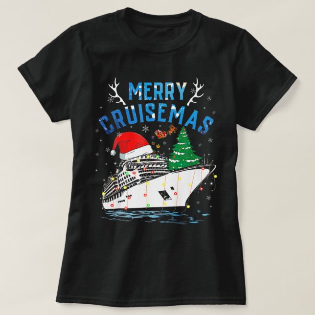 Camiseta Feliz Cruisemas Família Cruise Natal 2022 Engraçad (Frente do Design)