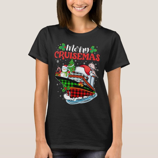 Camiseta Feliz Cruisemas Família Cruise Natal 2023 Diversão (Frente)