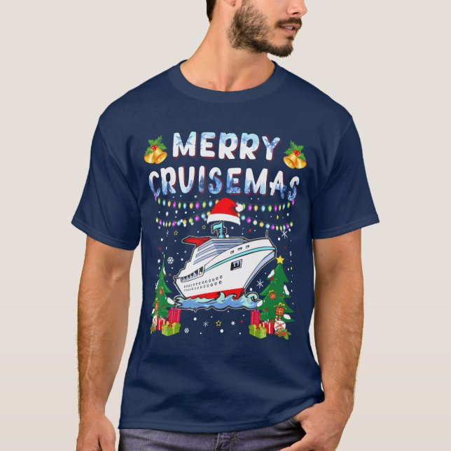 Camiseta Feliz Cruisemas Family Cruise Natal 2023 vinta (Frente)