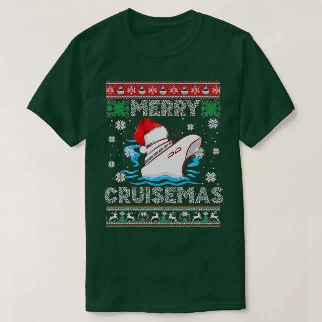 Camiseta Feliz Cruisemas Funny Cruise Ship Family Ugly Chri (Frente do Design)