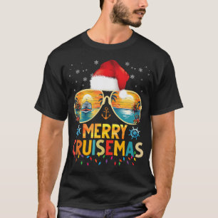 Camiseta Feliz Cruisemas Santa Hat Retro Cruise Ship Cristo