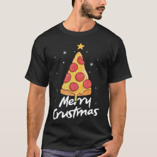 Camiseta Feliz Crustmas Engraçada Árvore de Pizza de Natal