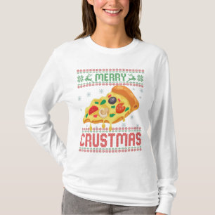Camiseta Feliz Crustmas Engraçado Pizza de Natal Feia Suéte