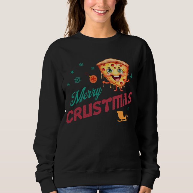 Camiseta Feliz Crustmas Engraçado Pizza de Natal no Xmas (Frente)