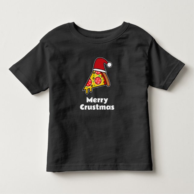 Camiseta Feliz Crustmas FUNNY PIZZA SLICE PAPAIS NOEIS (Frente)