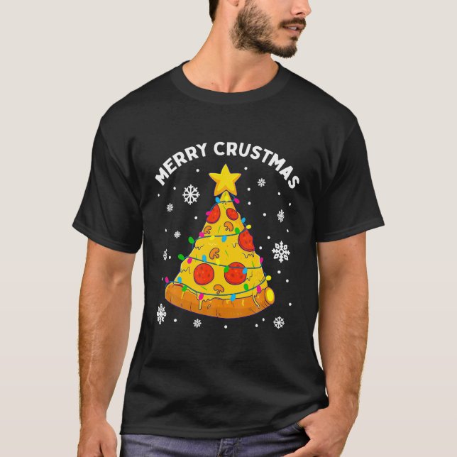 Camiseta Feliz Crustmas Pizza Árvore de Natal Presentes Xma (Frente)
