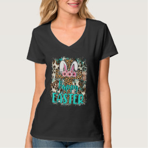 Camiseta Feliz Cruz Páscoa-Leopardo com Flores 1