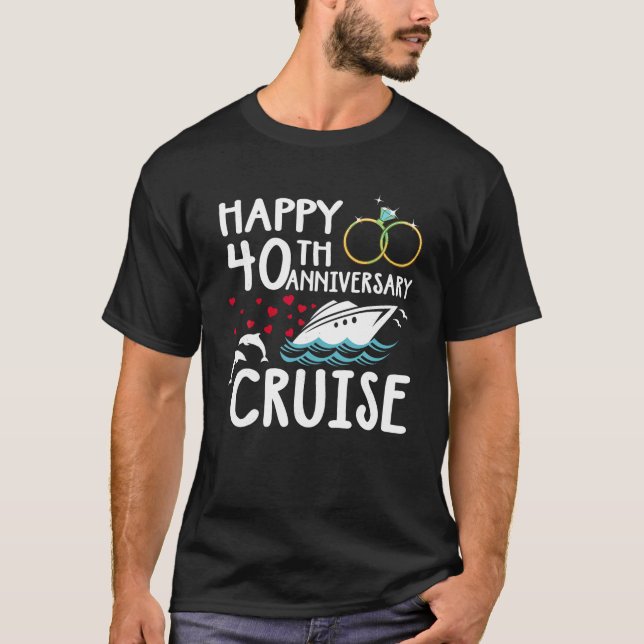 Camiseta Feliz cruzeiro de 40 anos 40 anos de Casamento (Frente)