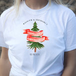 Camiseta Feliz da árvore de pinheiro de aquarela Pequeno Ch<br><div class="desc">Comemore com estilo com essas camisetas de chá de fraldas. Esta design é fácil de personalizar com sua redação de evento especial e seus convidados ficarão entusiasmados quando virem essas camisetas fabulosas. Itens correspondentes podem ser encontrados na coleção.</div>