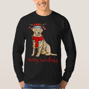 Camiseta Feliz das Luzes de Férias do Cachorro Amarelo Nata