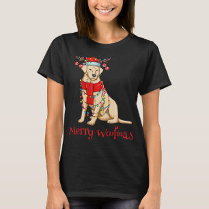 Camiseta Feliz das Luzes de Férias do Cachorro Amarelo Nata