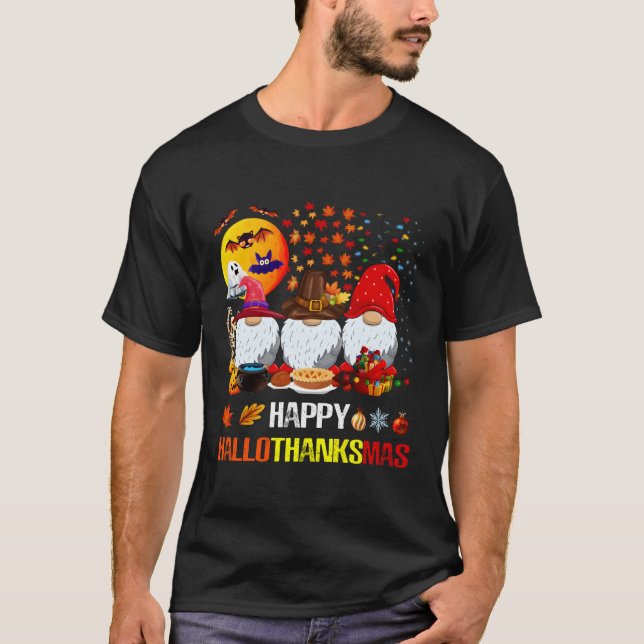 Camiseta Feliz de Ação de Graças Feliz Hallothanksmas (Frente)