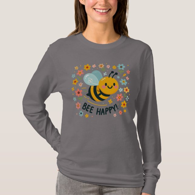 Camiseta Feliz de Bee Adorável (Frente)