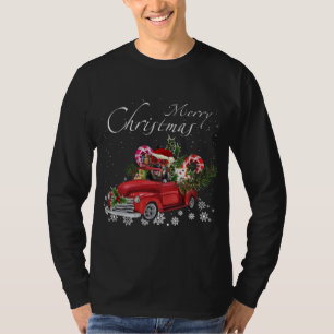 Camiseta Feliz de Caminhão Vermelho papai noel German sheph